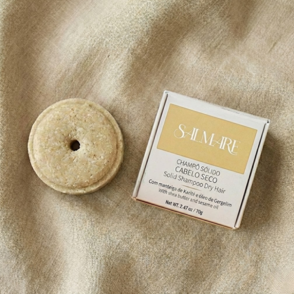 Champô Sólido Cabelo Seco Salmare com Manteiga de Karité e Óleo de Gergelim